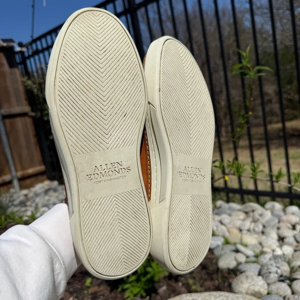Allen Edmonds Mens Burke Vent Tan Leather Slip On Sneakers 8.5D USA Made Leather Allen edmonds  main image 4